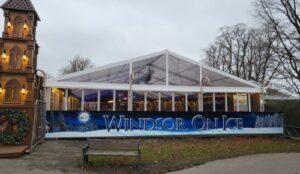 People skating at Windsor on Ice in Alexandra Gardens during Christmas